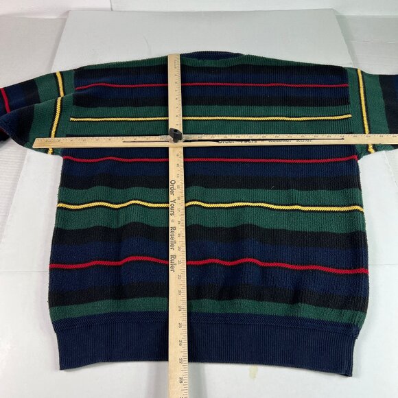 VTG 90s Nautica Knit Sweater Mens Fits Large Colorful Striped Crewneck Tag XL - Picture 10 of 13